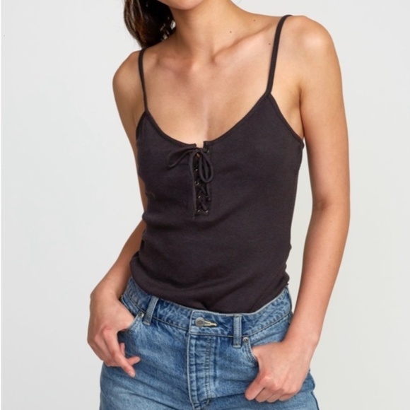 NWT RVCA  HINGED LACE-UP CAMI TANK TOP S - Picture 2 of 12